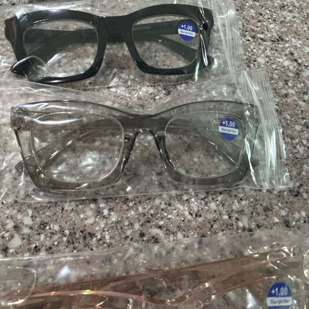 Set of Three Stylish Blue Light Reading Glasses, NWT, 1.0 Power.